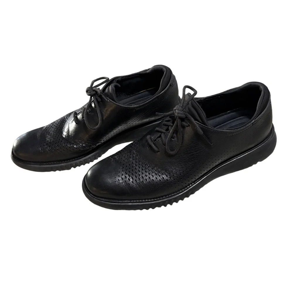 Cole Haan Zerogrand‎ Wingtip Oxford Men's 8.5 Black Excellent Leather C23832